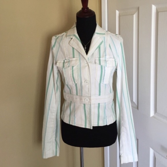 Vintage Guess Jeans stretch Stripe Blazer Jacket - Picture 1 of 11